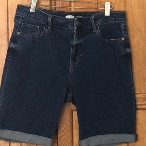 Old Navy High-Waisted Dark Wash Cuffed bermuda Jean Shorts